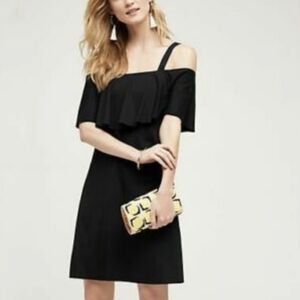 Anthropologie Maeve little black dress Jersey off the shoulder ruffle small